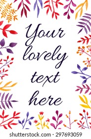 Vector watercolor floral frame. Great for wedding cards and invitations
