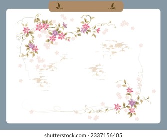 Vector watercolor floral frame with space for text.