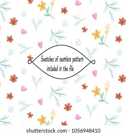 Vector Watercolor floral pattern.