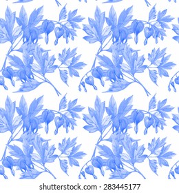 vector watercolor floral pattern with the bleeding heart.
