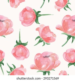 Vector watercolor floral pattern. Floral decor. Seamless background. Great for wedding invitation, cards and flyers 