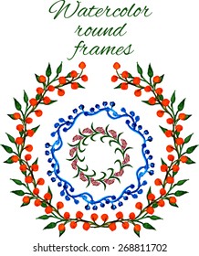 vector watercolor floral round frames