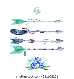 Vector Watercolor Floral Set  With Hand Painted Leaves. Watercolor Leaf Branch backdrop. Text Frame.