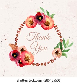 Vector watercolor floral wreath set with vintage leaves and flowers. Artistic vector design for banners, greeting cards,sales, posters. EPS10