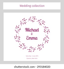 Vector Watercolor floral wreaths and white center copy space for text. Design for greeting cards, wedding invitations. Spring colorful harvest. Wedding collection Illustration