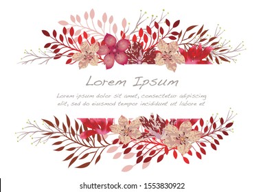 Vector watercolor flower background illustration with text space. 