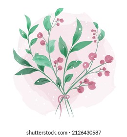 Vector watercolor flower composition with leaves and flowers. Elements for your compositions, greeting cards or wedding invitations.