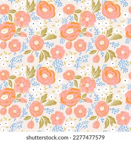 Flor de acuarela vectorial continua, flor acuarela sin fisuras, patrón floral, patrón de repetición lisa, hojas florales y verdes rosas.