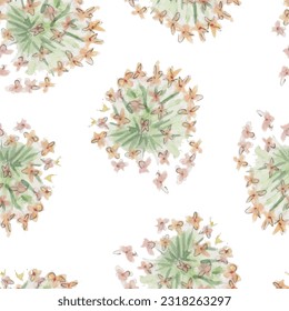 Vector watercolor flower continuous, seamless watercolor flower, floral pattern, flowing repeat pattern, pink and red floral