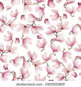 Vector watercolor flower continuous, seamless watercolor flower, floral pattern, flowing repeat pattern, pink and red floral 