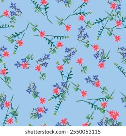 Vector watercolor flower continuous, seamless watercolor flower, floral pattern, flowing repeat pattern, pink and red floral for textile, fashion, fabric, scarf, pattern. 