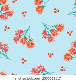 Vektor Aquarell Blume kontinuierlich, nahtlose Aquarell Blume, Blumenmuster, fließendes Muster wiederholen, rosa und rote Blumen für Textil, Mode, Stoff, Schal, Muster. 