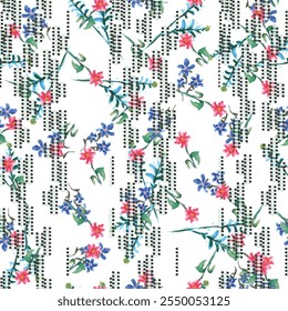 Vector watercolor flower continuous, seamless watercolor flower, floral pattern, flowing repeat pattern, pink and red floral for textile, fashion, fabric, scarf, pattern.