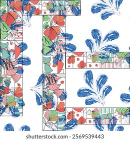 Vector watercolor flower continuous, seamless watercolor flower, floral pattern, flowing repeat pattern, pink and red floral for textile, fashion, fabric, scarf, pattern. 
