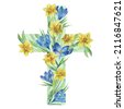 christian cross with flowers