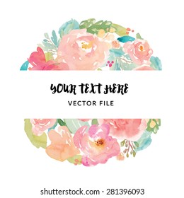 Vector Watercolor Flower Frame