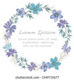 Vector watercolor flower frame with text space. 