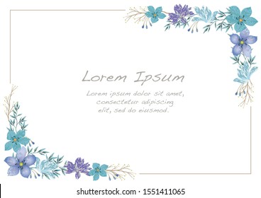 Vector watercolor flower frame with text space. 
