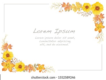 Vector watercolor flower frame with text space. 