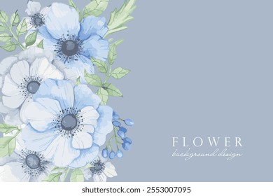 Quadro de flor de aquarela vetorial com espaço de texto.