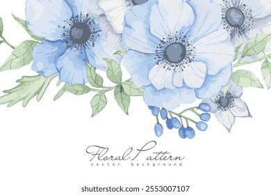 Vector watercolor flower frame with text space.