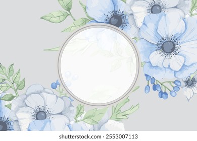 Quadro de flor de aquarela vetorial com espaço de texto.