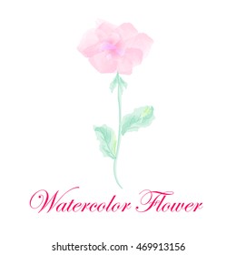 Vector Watercolor Flowers. Card with Watercolor Vector Flower
