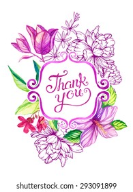 vector watercolor flowers frame