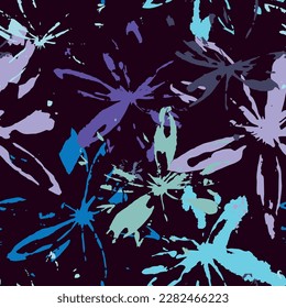 Las Flores De Acuarela Vectora Son Un Patrón De Superficie Sin Margen. El Hermoso Fondo De Pilar Lilac. Papel tapiz Decorativo Índigo. Mosaico de arte de tinta. Cortes artísticos de los bloqueos florales. Ornamento textil botánico.