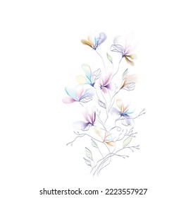 vector watercolor flowers vignette colorful template for design vintage blooming background 
