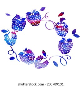 vector watercolor frame with berries