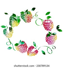 vector watercolor frame with berries