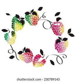 vector watercolor frame with berries