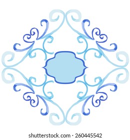 Vector watercolor frame . Design elements. Ethnic ornament. Hand drawn texture. Background for save the date cards, web pages, invitations.