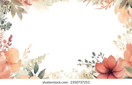 image vectorielle cadre à l'aquarelle avec fleurs