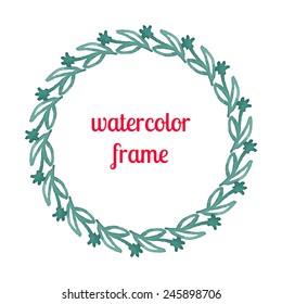 vector watercolor frame of flowers, stems and branches