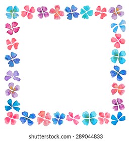 Vector watercolor frame made of hand painted summer flowers. Beautiful design elements, perfect for greeting or invitation cards.