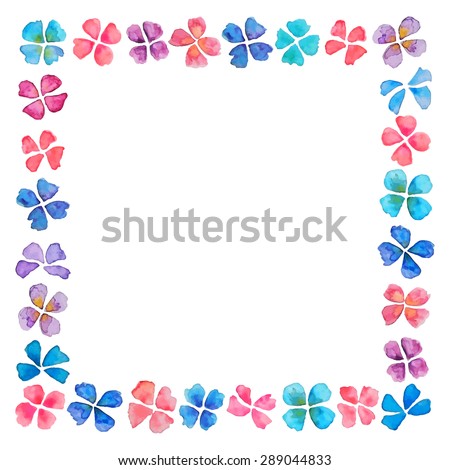 Vector watercolor frame made of hand painted summer flowers. Beautiful design elements, perfect for greeting or invitation cards.