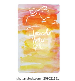 vector watercolor frame with space for text and bow in orange