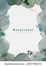 Vector watercolor frame in turquoise tones for text, photos, cards, diplomas.