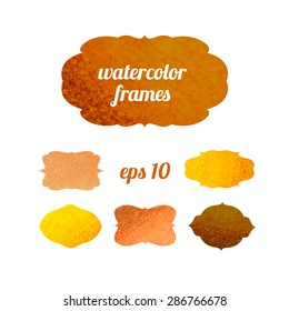 Vector watercolor frames for vintage design. 