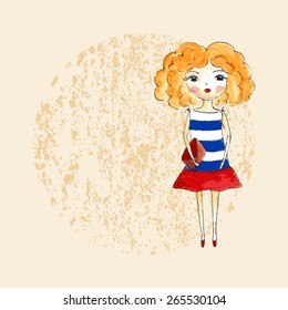 vector watercolor girl
