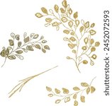 Vector watercolor golden olive branches, branch. Baptism, greeting cards, invitation and wedding card, save the date, celebration, anniversary, birthday, party, event, holiday and print