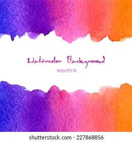 vector watercolor gradient background blue, violet, pink and orange with horizontal copy space