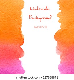 vector watercolor gradient background pink and orange with vertical copy space