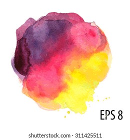 Vector watercolor gradient stroke with yellow, pink and violet colors