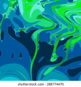 Vector Watercolor Green Blue Background. Abstract Art Hand Paint