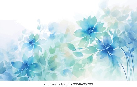 Vector watercolor green flowers, background