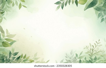 vector watercolor green leaves background