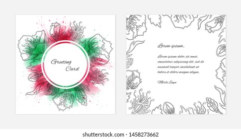 Vector watercolor greeting card template